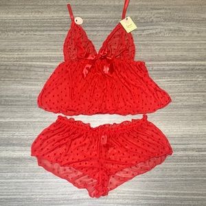 SOLD ON MERCARI Red Heart Mesh Lingerie